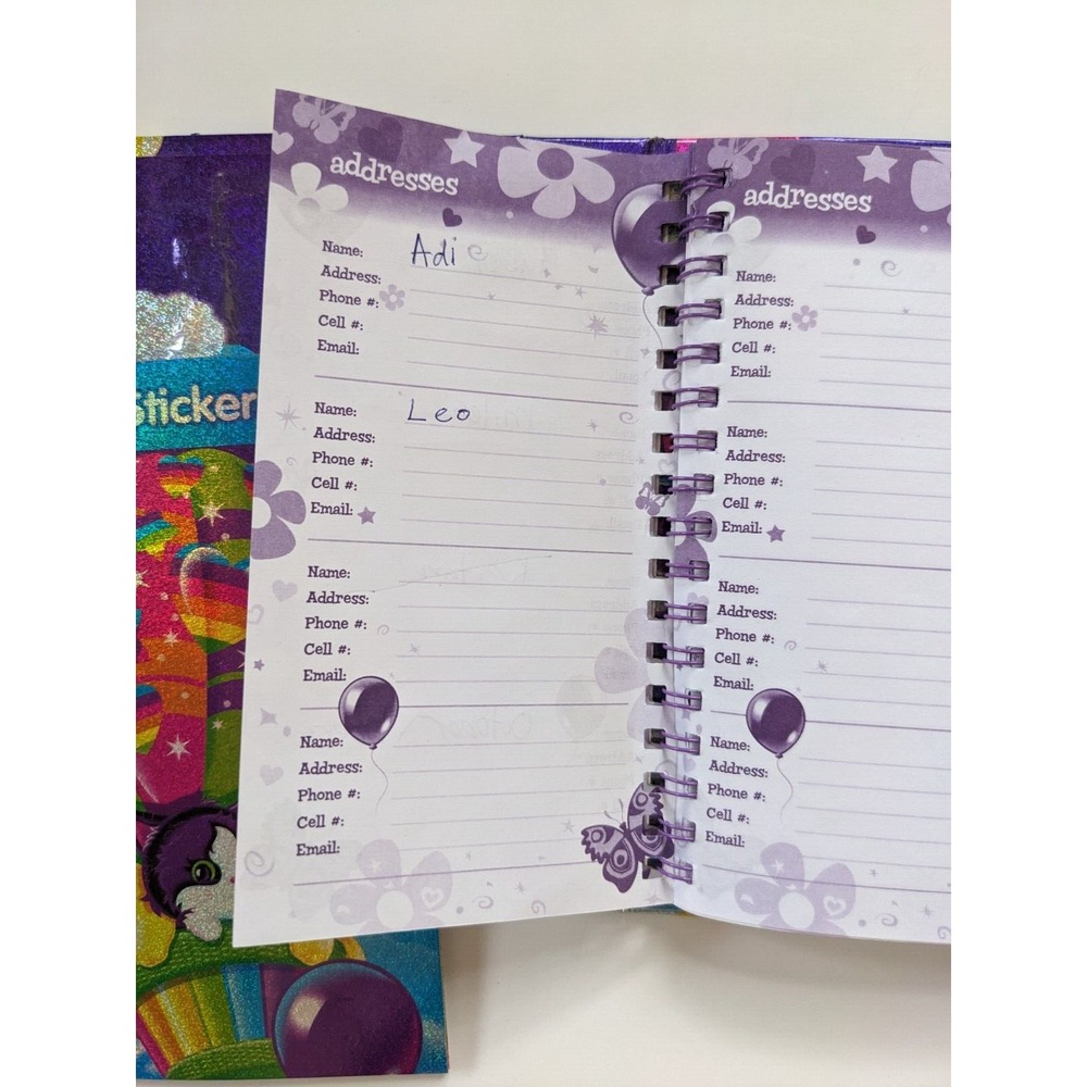 Vintage Lisa Frank Balloon Buddies Address Book Planner Stickers Casey‎ Dogs Cat - Picture 12 of 14